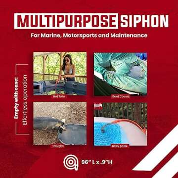 FlowPro Multipurpose Self-Priming Gas Siphon 3/4” x 8’ | Durable Industrial Grade Tubing Siphon Hose | Fuel Siphon for Gas, Oil, Water, Non-Corrosive Chemicals | 7 Gallons/Minute |