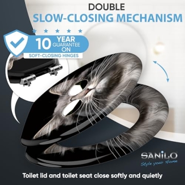 Decorative SANILO Wooden Toilet Seat with Soft Close Feature