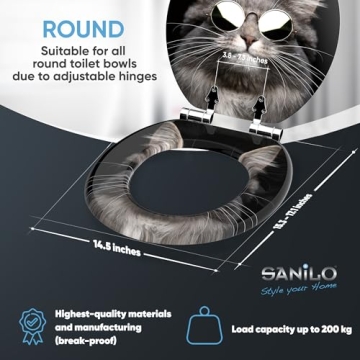 Decorative SANILO Wooden Toilet Seat with Soft Close Feature