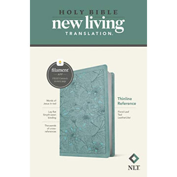 NLT Thinline Reference Bible, Filament Enabled in Floral Leaf Teal Design