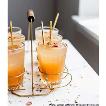 Libbey Glass and Metal Entertaining Set with 8 Glasses, Caddy and Individual Serving Spoons