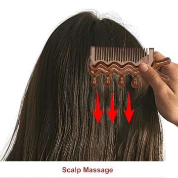 FHALLYNN Wooden Massage Comb for Scalp and Hair Care