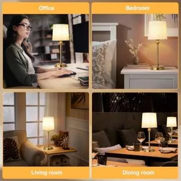 JICAI Cordless LED Table Lamp, 6000mAh Battery Operated Lamp, Portable Rechargeable Cordless Lamp, Touch Dimmable Wireless Lamp Bedside Light for Restaurant/Bedroom/Bars/Offices(High/Gold), LD9257