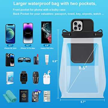 Large Waterproof Phone Pouch Floating, Waterproof Phone Case for iPhone 15 14 Pro Max 13 12 Plus 11 ...