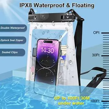 Large Waterproof Phone Pouch Floating, Waterproof Phone Case for iPhone 15 14 Pro Max 13 12 Plus 11 XS XR X Samsung up to 8.5'', IPX8 Water Proof Cell Phone Dry Bag for Beach Swimming Kayaking