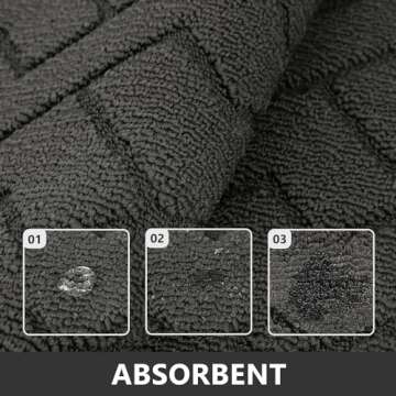 hicorfe Kitchen Rugs - 2 Piece Non-Slip, Super Absorbent Mats