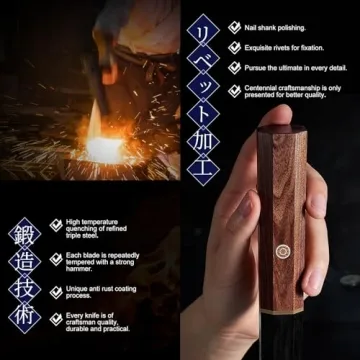 ENOKING 7 Inch Japanese Santoku Knife - High Carbon Hand Forged