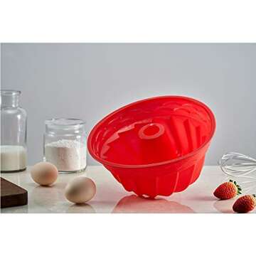 IELEK Silicone Fulted Pan Cake Nonstick Jello Molds Tube for Baking Cake, Jello, Gelatin, Bread, Para Gelatinas