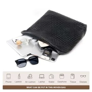 MELOLILA Large Woven Bag Tote Bags for Women Vegan Leather Tote Bag Woven Purse Woven Handbag