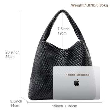 MELOLILA Large Woven Bag Tote Bags for Women Vegan Leather Tote Bag Woven Purse Woven Handbag