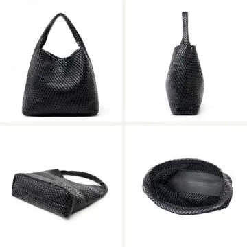 MELOLILA Large Woven Bag Tote Bags for Women Vegan Leather Tote Bag Woven Purse Woven Handbag