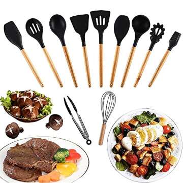 11 Pcs Silicone Cooking Utensils Set - Nonstick & Heat Resistant