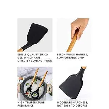11 Pcs Silicone Cooking Utensils Set - Nonstick & Heat Resistant