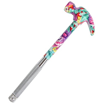 Home-X 6-in-1 Floral Hammer with Screwdrivers | Cute Pink Mini Hammer Tool for DIY