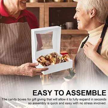 MT Products White Bakery Pie Boxes 9" x 9" x 2.5" - Auto Pop-Up Windowed Bakery Boxes (Pack of 15) - Made in the USA