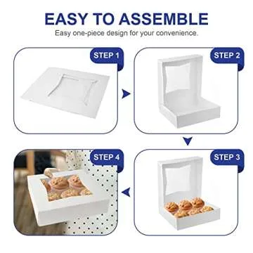 MT Products White Bakery Pie Boxes 9" x 9" x 2.5" - Auto Pop-Up Windowed Bakery Boxes (Pack of 15) - Made in the USA