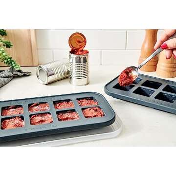 Souper Cubes 2 Tbsp. Silicone Freezer Molds - Perfect for Storing Garlic, Herbs, Ginger, Pesto, Tomato Paste, Lemon Juice, Purees and More - Silicone Baby Food Freezer Tray - Charcoal – 2-Pack