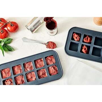 Souper Cubes 2 Tbsp. Silicone Freezer Molds - Perfect for Storing Garlic, Herbs, Ginger, Pesto, Tomato Paste, Lemon Juice, Purees and More - Silicone Baby Food Freezer Tray - Charcoal – 2-Pack