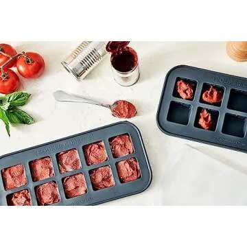 Souper Cubes 2 Tbsp. Silicone Freezer Molds - Perfect for Storing Garlic, Herbs, Ginger, Pesto, Tomato Paste, Lemon Juice, Purees and More - Silicone Baby Food Freezer Tray - Charcoal – 2-Pack