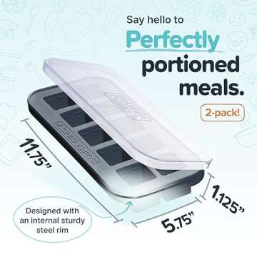 Souper Cubes 2 Tbsp. Silicone Freezer Molds - Perfect for Storing Garlic, Herbs, Ginger, Pesto, Tomato Paste, Lemon Juice, Purees and More - Silicone Baby Food Freezer Tray - Charcoal – 2-Pack