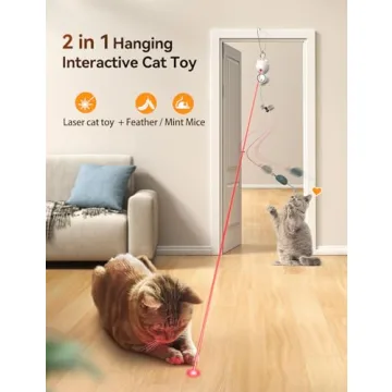 Interactive LED Light Cat Toy with Feather for Indoor Cats