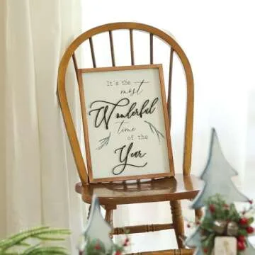 Framed It's The Most Wonderful Time of The Year Wall Decor Farmhouse Christmas Wall Art 3D XMAS Holiday Decor 12x16 Inch Brown