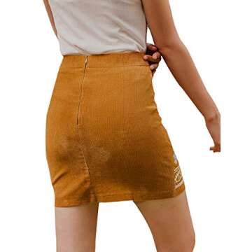 BerryGo Women's High Waist Embroidered Mini Skirt Boho Floral Pencil Skirt Yellow S