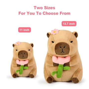 Ditucu Cute Capybara Plush Pillow Holding Flower Capibara Stuffed Animals Plushies Toys for Valentin...
