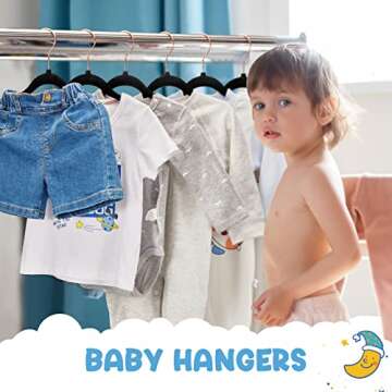 HOUSE DAY Velvet Baby Hangers for Closet, Kids Hangers Velvet 60 Pack, Non Slip Toddler Hangers 11.8...