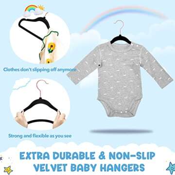 HOUSE DAY Velvet Baby Hangers for Closet, Kids Hangers Velvet 60 Pack, Non Slip Toddler Hangers 11.8 Inch, Cute Baby Clothes Hangers, Durable Childrens Hangers Newborn Hangers for Baby Clothes- Black