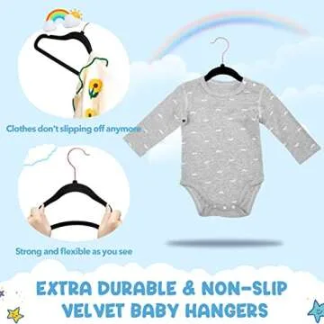 HOUSE DAY Velvet Baby Hangers for Closet, Kids Hangers Velvet 60 Pack, Non Slip Toddler Hangers 11.8 Inch, Cute Baby Clothes Hangers, Durable Childrens Hangers Newborn Hangers for Baby Clothes- Black