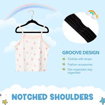 HOUSE DAY Velvet Baby Hangers for Closet, Kids Hangers Velvet 60 Pack, Non Slip Toddler Hangers 11.8 Inch, Cute Baby Clothes Hangers, Durable Childrens Hangers Newborn Hangers for Baby Clothes- Black