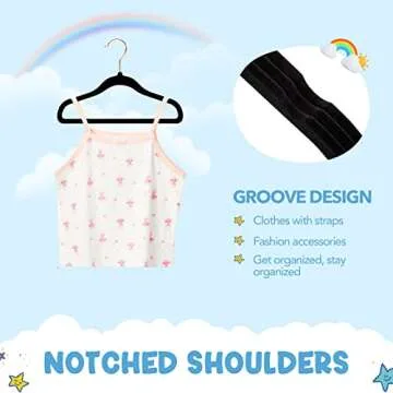 HOUSE DAY Velvet Baby Hangers for Closet, Kids Hangers Velvet 60 Pack, Non Slip Toddler Hangers 11.8 Inch, Cute Baby Clothes Hangers, Durable Childrens Hangers Newborn Hangers for Baby Clothes- Black