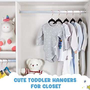 HOUSE DAY Velvet Baby Hangers for Closet, Kids Hangers Velvet 60 Pack, Non Slip Toddler Hangers 11.8 Inch, Cute Baby Clothes Hangers, Durable Childrens Hangers Newborn Hangers for Baby Clothes- Black