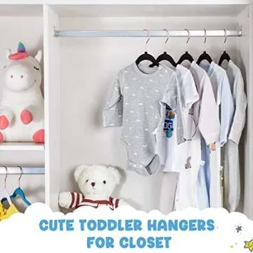 HOUSE DAY Velvet Baby Hangers for Closet, Kids Hangers Velvet 60 Pack, Non Slip Toddler Hangers 11.8 Inch, Cute Baby Clothes Hangers, Durable Childrens Hangers Newborn Hangers for Baby Clothes- Black