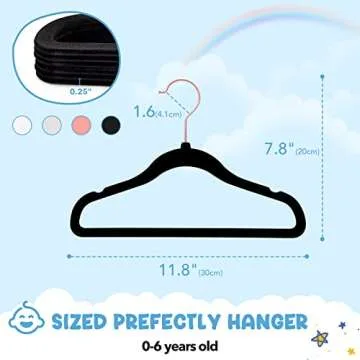 HOUSE DAY Velvet Baby Hangers for Closet, Kids Hangers Velvet 60 Pack, Non Slip Toddler Hangers 11.8 Inch, Cute Baby Clothes Hangers, Durable Childrens Hangers Newborn Hangers for Baby Clothes- Black