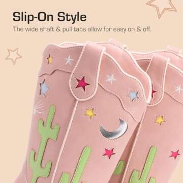 DREAM PAIRS Girls Cowboy Boots with Stylish Western Flair