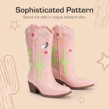 DREAM PAIRS Girls Cowboy Boots with Stylish Western Flair