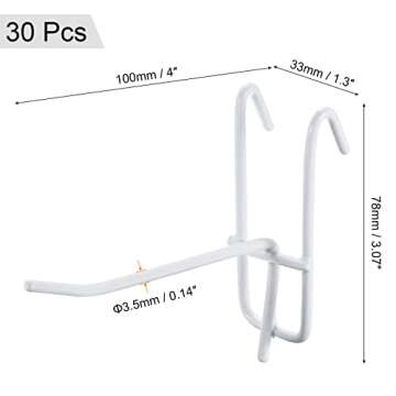 MECCANIXITY Grid Wall Display Hooks Store Garage Storage Wall Organizers 4 Inch White, Pack of 30