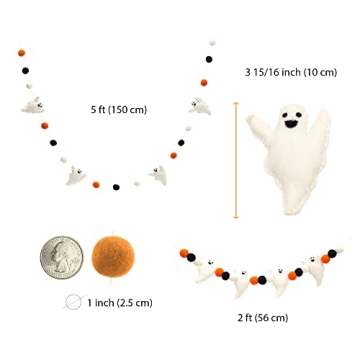 Handmade Halloween Felt Balls Ghosts Garland Decor