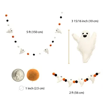 Handmade Halloween Felt Balls Ghosts Garland Decor