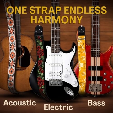 Art Tribute Guitar Strap - Adjustable, Durable, Includes 2 Picks & Locks