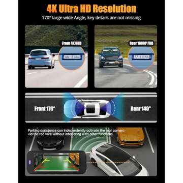 Dash Cam Front and Rear, 4K+1080P Dual Dash Camera for Cars with 5G WiFi, Built-in 32GB Card, Night ...