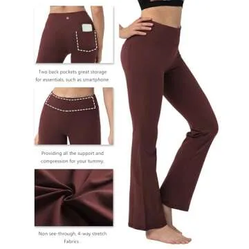 BUBBLELIME Bootcut Yoga Pants with Tummy Control