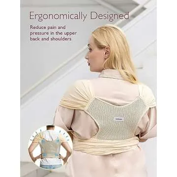 Momcozy Baby Carrier AirMesh - The Perfect Summer Sling for Newborns to Toddler 8-35 lbs - Cooling Fabric Baby Wrap, Lightweight, Ergonomic, and Easy to Wear, Beige