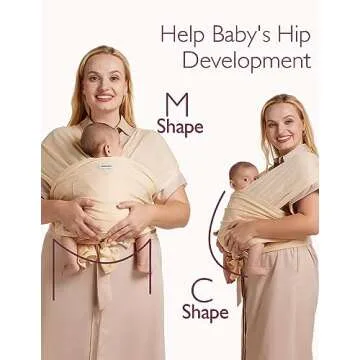 Momcozy Baby Carrier AirMesh - The Perfect Summer Sling for Newborns to Toddler 8-35 lbs - Cooling Fabric Baby Wrap, Lightweight, Ergonomic, and Easy to Wear, Beige