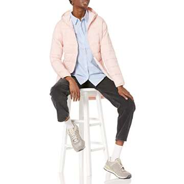 Amazon Essentials Women's Lightweight Full-Zip Water-Resistant Hooded Puffer Coat (Available in Plus Size), Rose, XX-Large