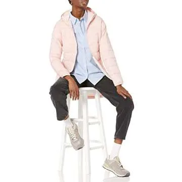 Amazon Essentials Women's Lightweight Full-Zip Water-Resistant Hooded Puffer Coat (Available in Plus Size), Rose, XX-Large