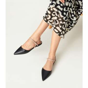 Arromic Women‘s Pointed Toe Slingback Flats Shoes for Work Office Casual Dress Black