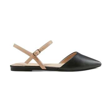 Arromic Women‘s Pointed Toe Slingback Flats Shoes for Work Office Casual Dress Black